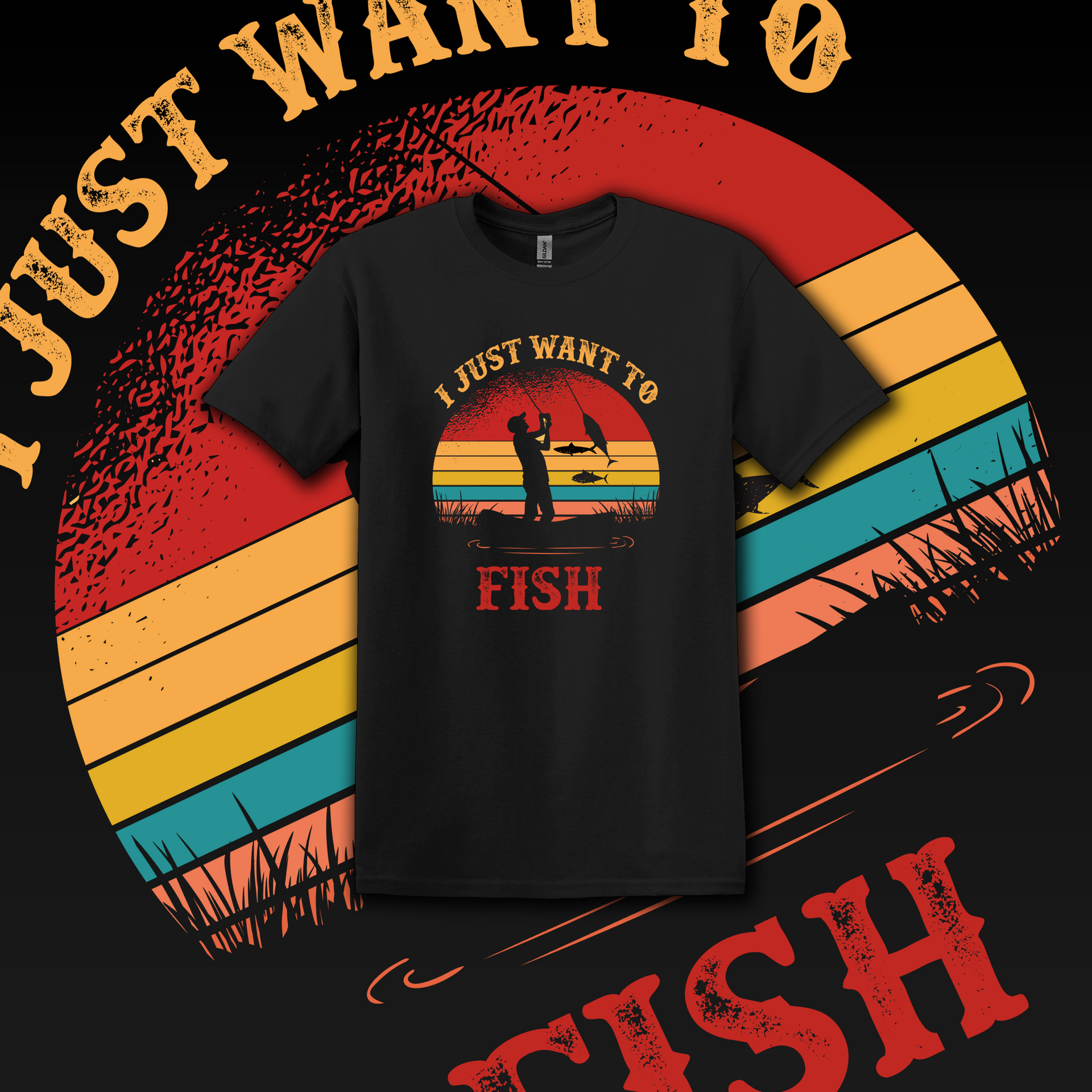 I Just Wanna Go Fishing heavyweight t-shirt – Outskirt Living