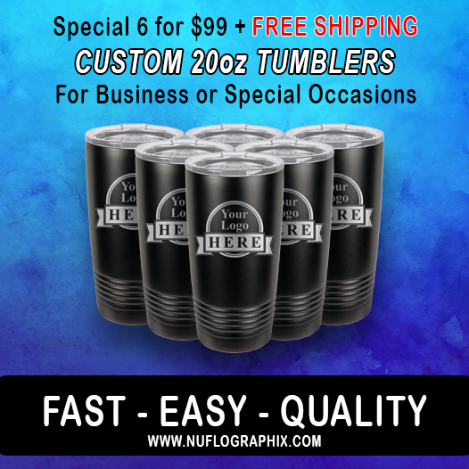 Laser, Engraved, Tumbler, 20 oz, Stainless, Steel, Gift, Business, Custom, Customized Powdercoated Laser Engraved 20 oz Tumbler, Tumbler, Etched Tumbler, Personalized Tumbler, Bulk Tumbler, Tumbler, Business logo, Cup, Drinkware, Groomsman Gifts, Bridesmaid gifts, Wedding, Anniversary, Special Occasion, Military, Fathers day, Mothers day, Holiday, Business, 6 pack